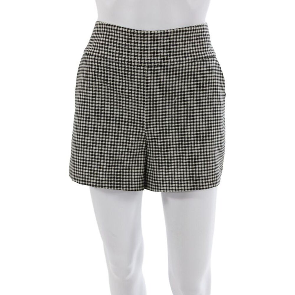 Alice + Olivia Unisex Black Checked Shorts Zip Detail Size 8